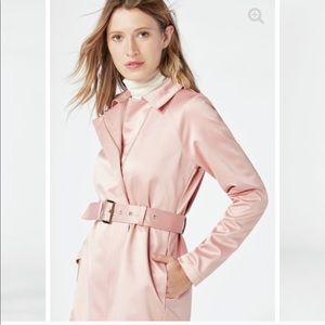 New Just Fab Satin Oink Trench Coat belted